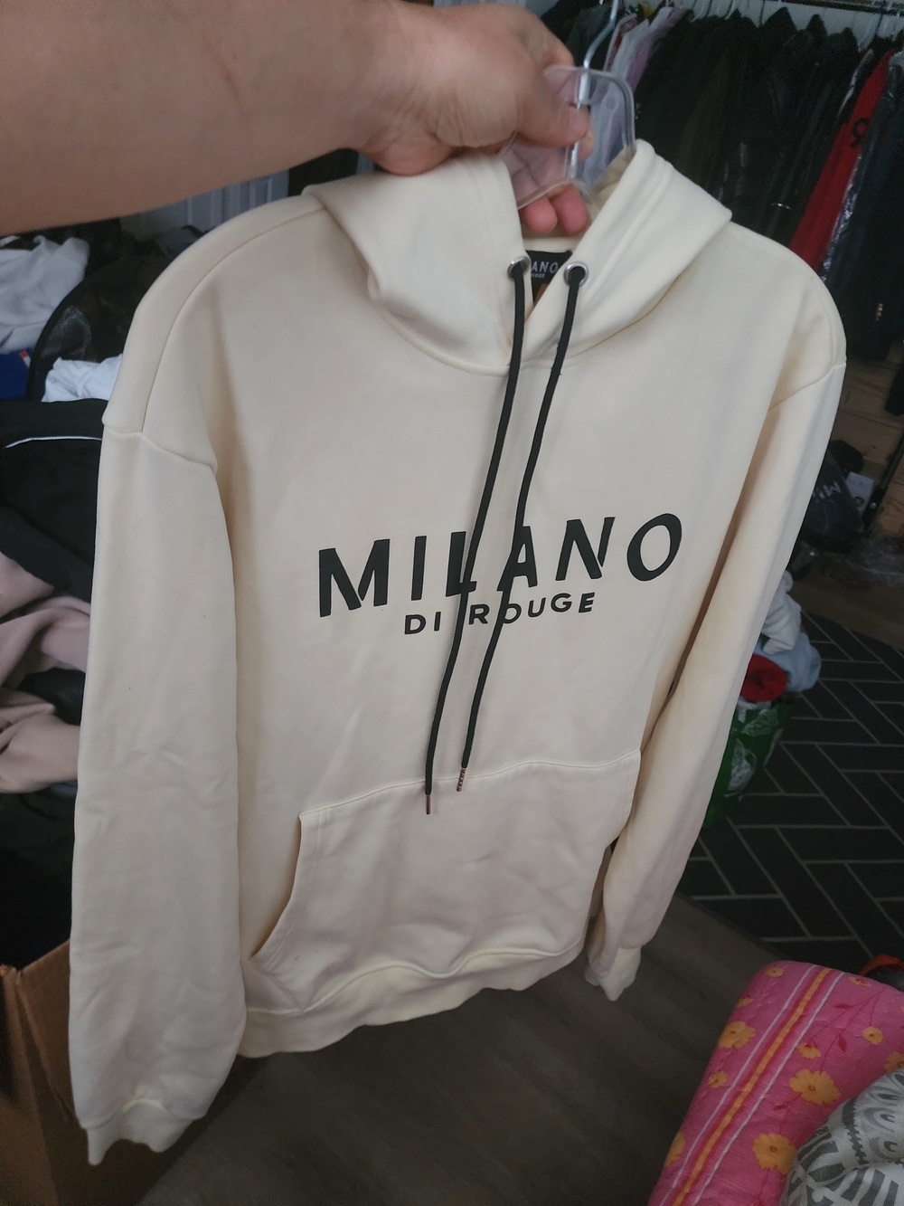 Milano Cream Hoodie with Thick And Soft.  M-L